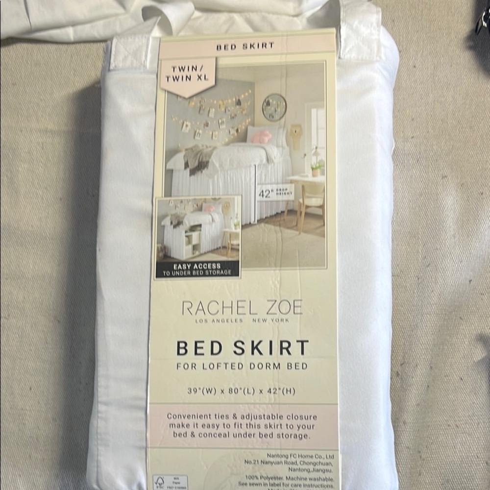 Rachel Zoe White Bed Skirt for Lofted Dorm Bed